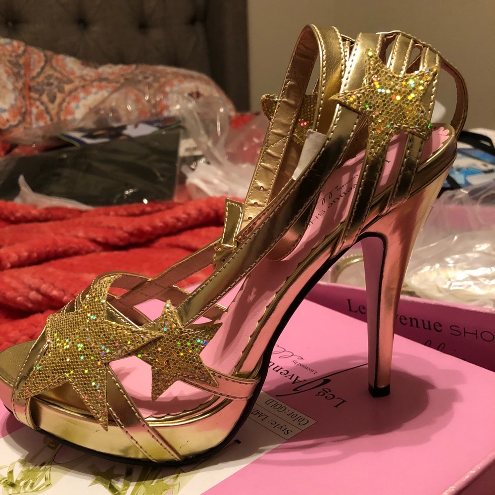 Cute gold platform heels
